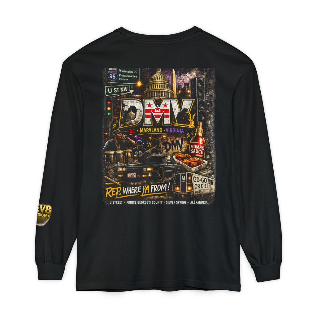 ELEV8 BY DESIGN™ | DMV Nights Premium Garment-Dyed Long Sleeve Tee