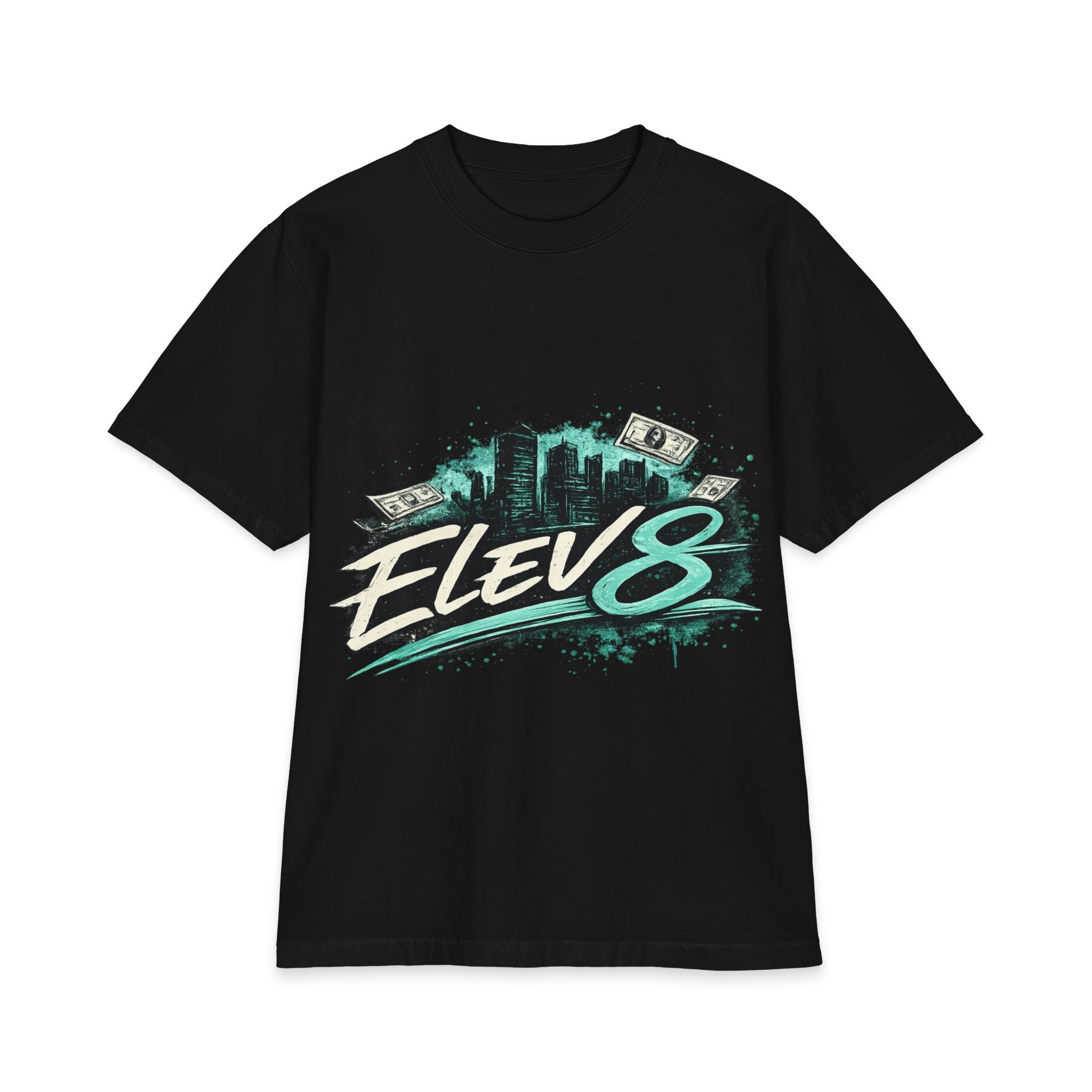 Elev8 Graffiti City T-Shirt — Urban Streetwear Tee with Money Motif