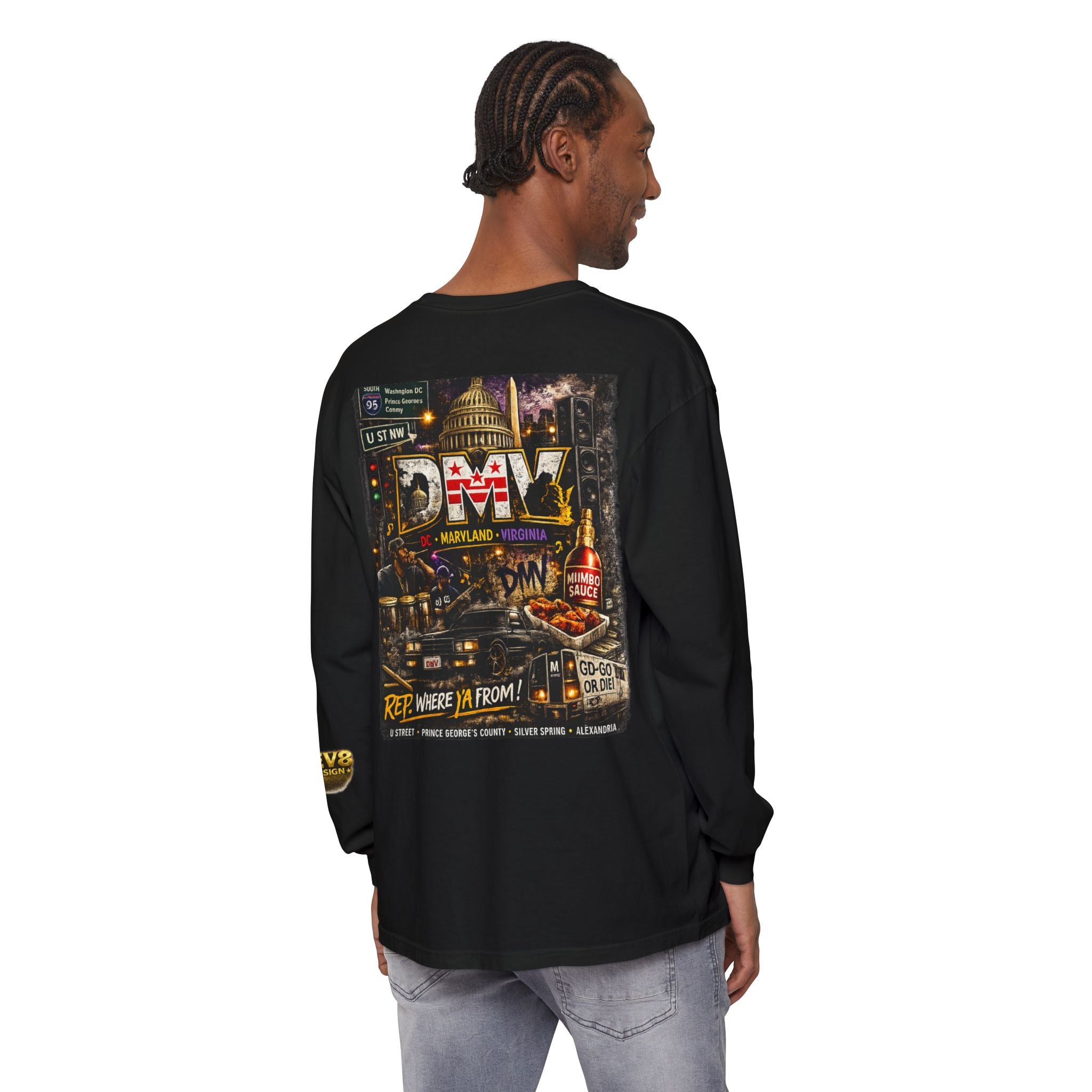 ELEV8 BY DESIGN™ | DMV Nights Premium Garment-Dyed Long Sleeve Tee