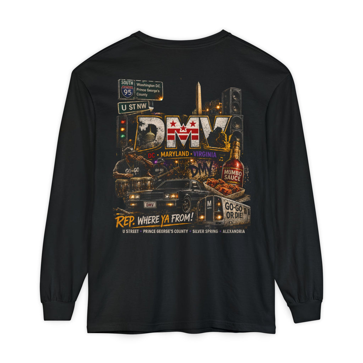 ELEV8 BY DESIGN™ | DMV Nights Premium Garment-Dyed Long Sleeve Tee